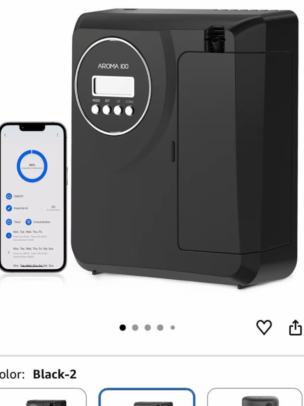 Black Smart Aroma Diffuser with App Control